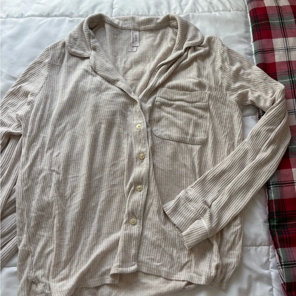 Target cozy ribbed notch collar pajama set - Picture 2 of 3